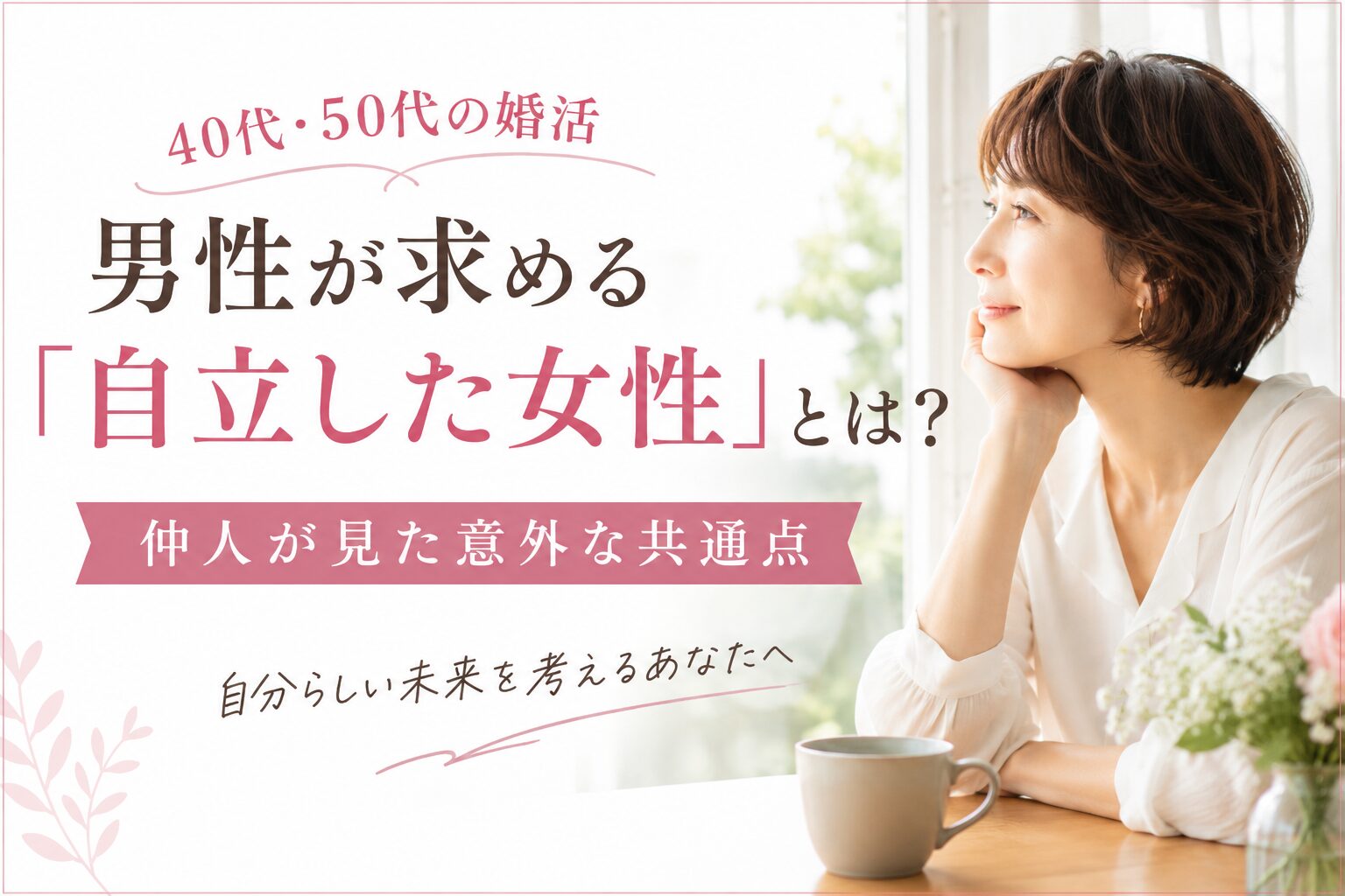 40代・50代婚活|男性が求める「自立した女性」とは?仲人が見た意外な共通点